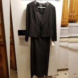 NWT VIRGO Black 2-Piece Jacket & Long Dress Women's 12 Cocktail/Party/Wedding